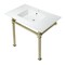 Kingston Brass KVPB37221Q7 37-Inch Console Sink with Stainless Steel Legs (Single Faucet Hole), White/Brushed Brass KVPB37221Q7 - alternate 1